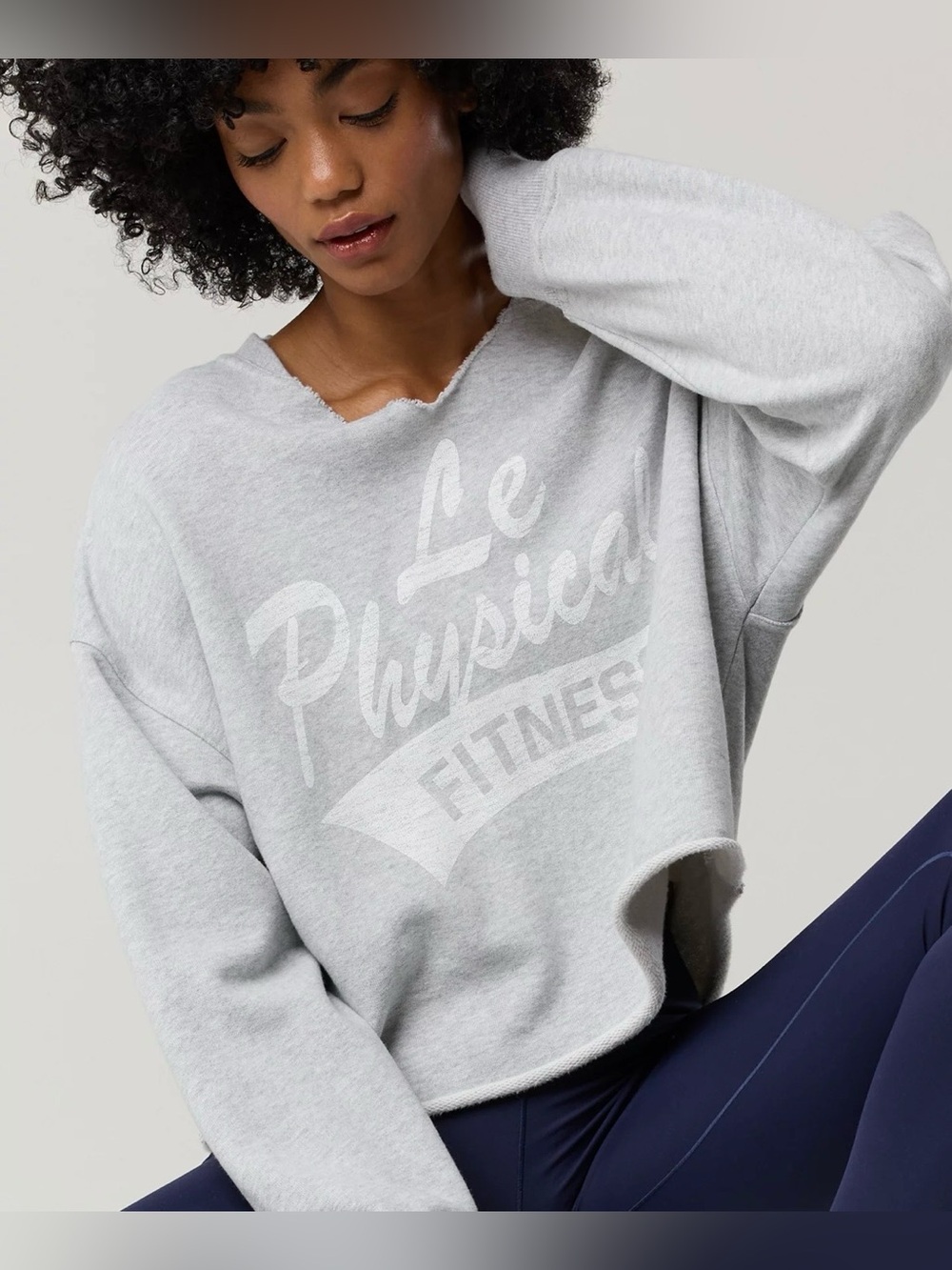 Offline by Aerie throwback notch sweatshirt gray women's size L